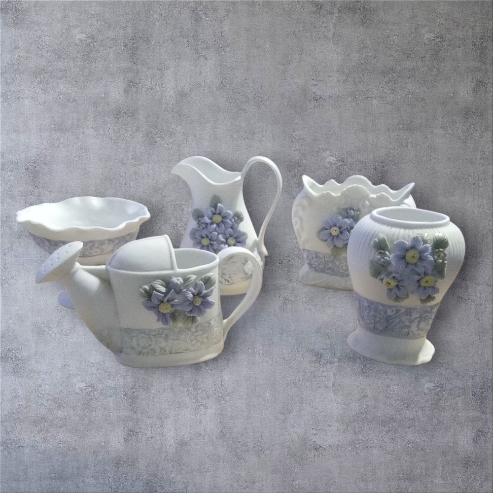 Floral White Ceramic Vase Set